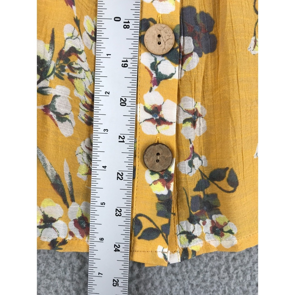 Unique Spectrum Blouse Women Size S 3/4 Bell Sleeves Empire Waist Yellow Floral - Picture 7 of 10